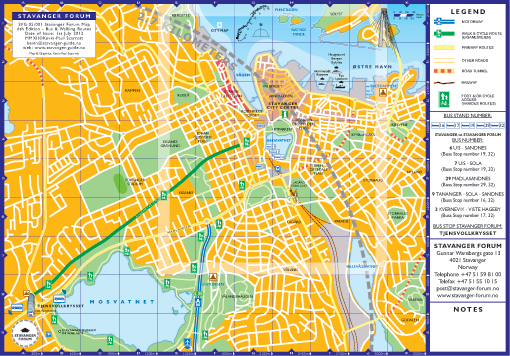 Bus Routes and Walking distances - Stavanger City Centre
